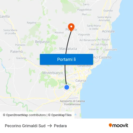 Pecorino Grimaldi Sud to Pedara map