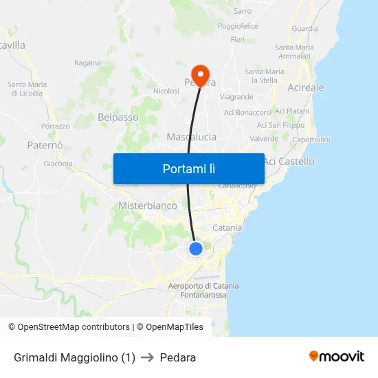 Grimaldi Maggiolino (1) to Pedara map