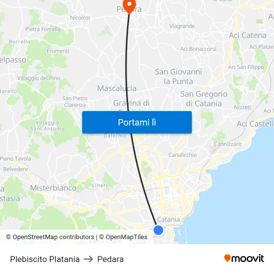 Plebiscito Platania to Pedara map