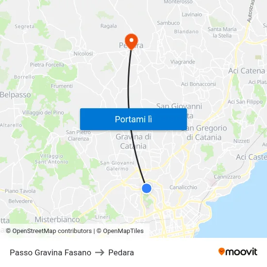 Passo Gravina Fasano to Pedara map