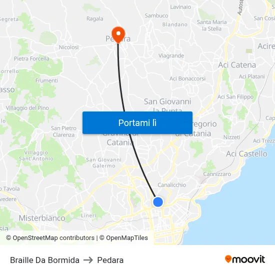 Braille Da Bormida to Pedara map