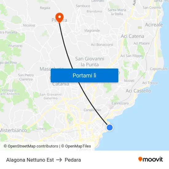 Alagona Nettuno Est to Pedara map