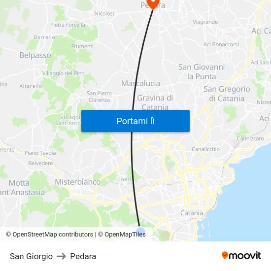 San Giorgio to Pedara map