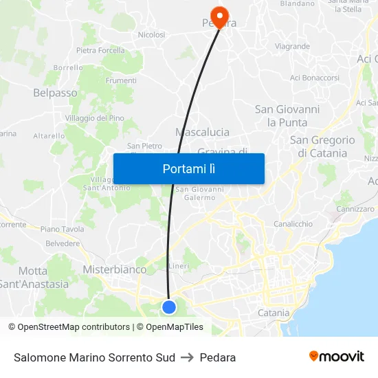 Salomone Marino Sorrento Sud to Pedara map