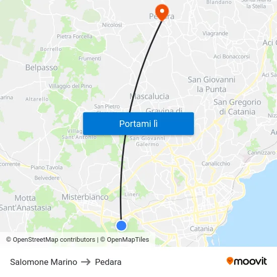 Salomone Marino to Pedara map