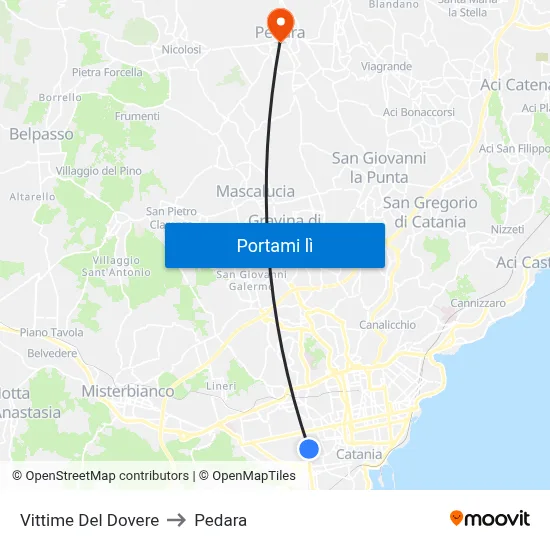 Vittime Del Dovere to Pedara map