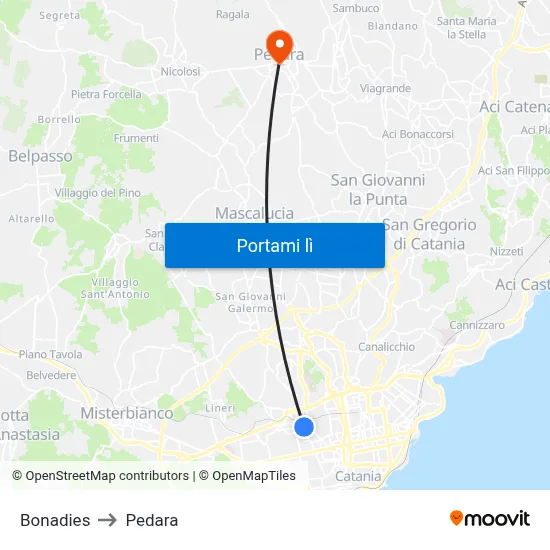 Bonadies to Pedara map