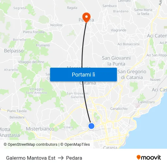Galermo Mantova Est to Pedara map