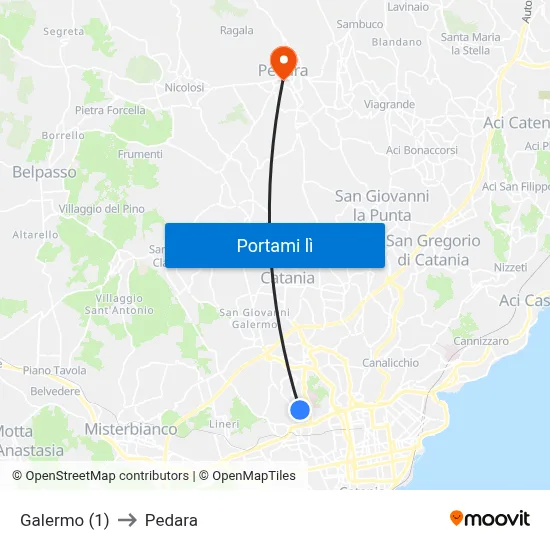 Galermo (1) to Pedara map