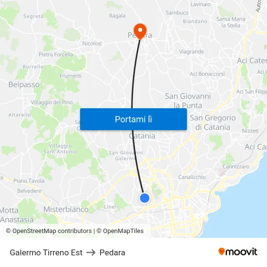Galermo Tirreno Est to Pedara map