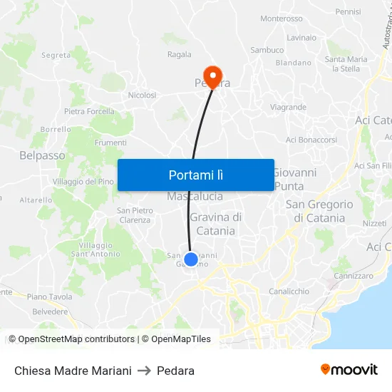 Chiesa Madre Mariani to Pedara map