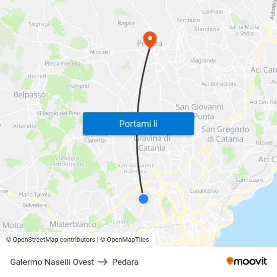 Galermo Naselli Ovest to Pedara map