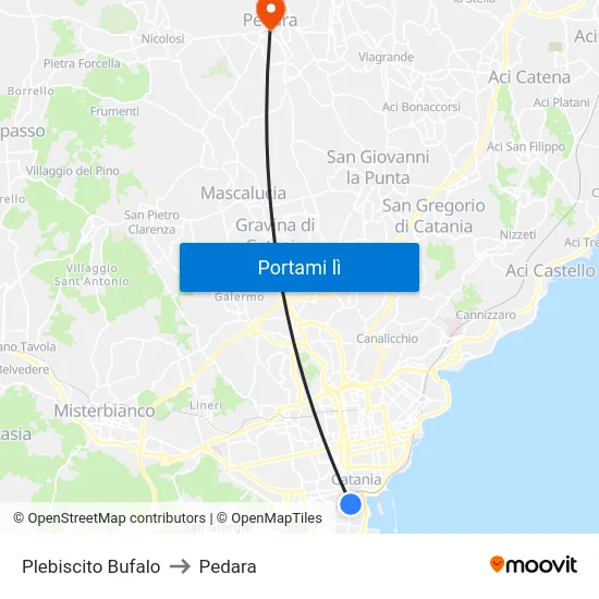 Plebiscito Bufalo to Pedara map