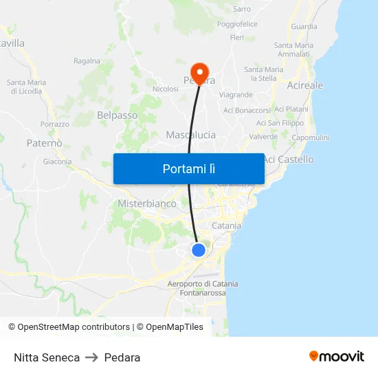 Nitta Seneca to Pedara map