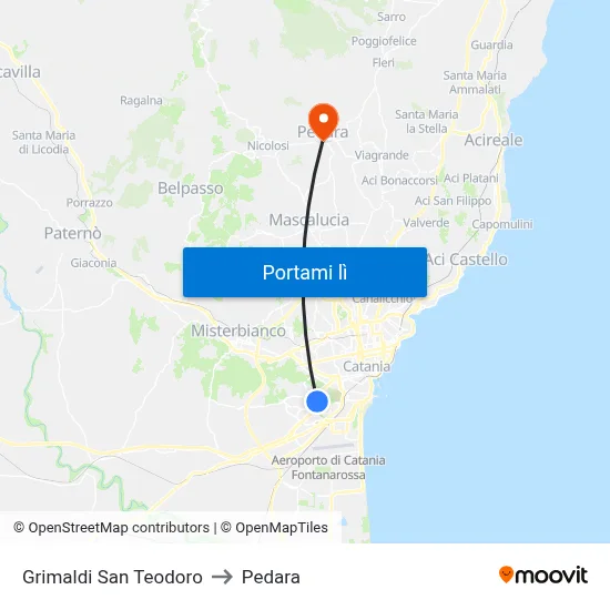 Grimaldi San Teodoro to Pedara map