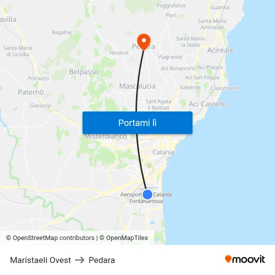 Maristaeli Ovest to Pedara map