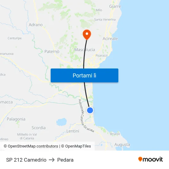 SP 212 Camedrio to Pedara map