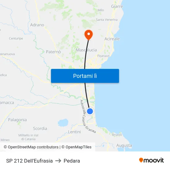 SP 212 Dell'Eufrasia to Pedara map