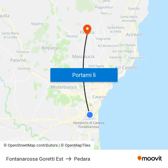 Fontanarossa Goretti Est to Pedara map