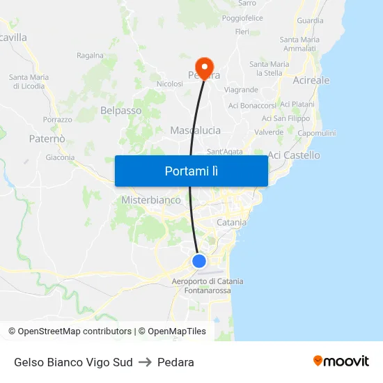 Gelso Bianco Vigo Sud to Pedara map