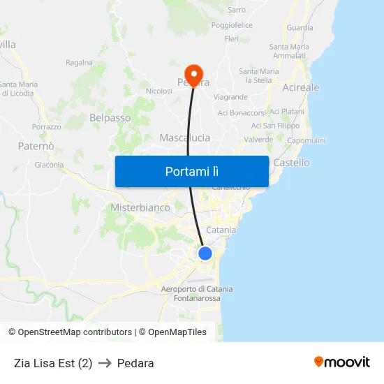 Zia Lisa Est (2) to Pedara map