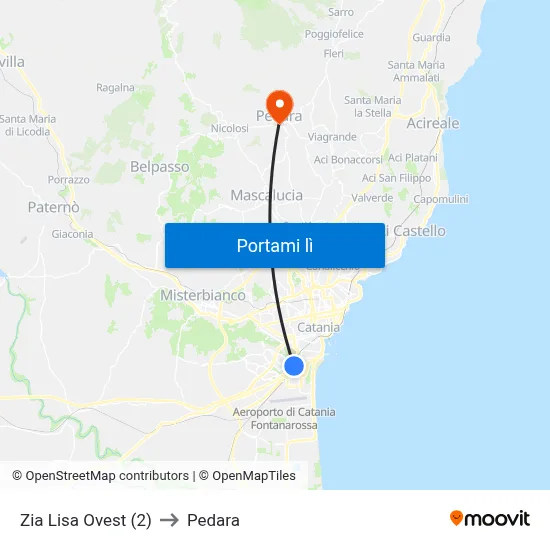 Zia Lisa Ovest (2) to Pedara map