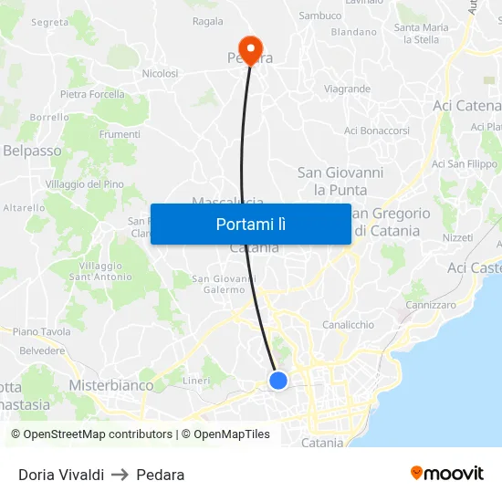 Doria Vivaldi to Pedara map