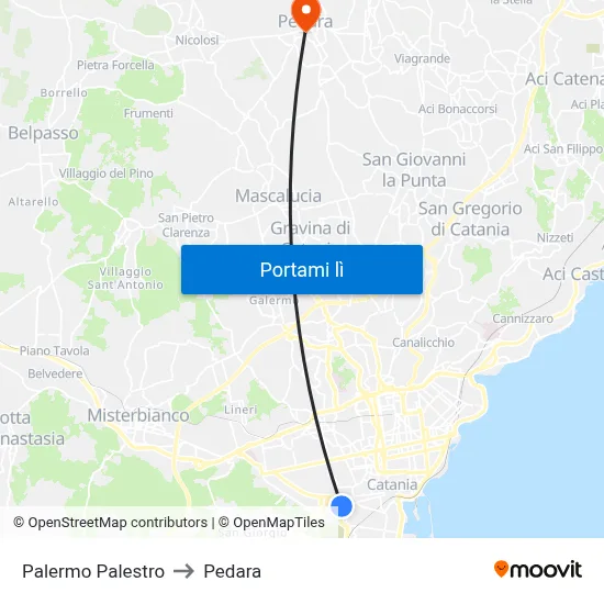 Palermo Palestro to Pedara map
