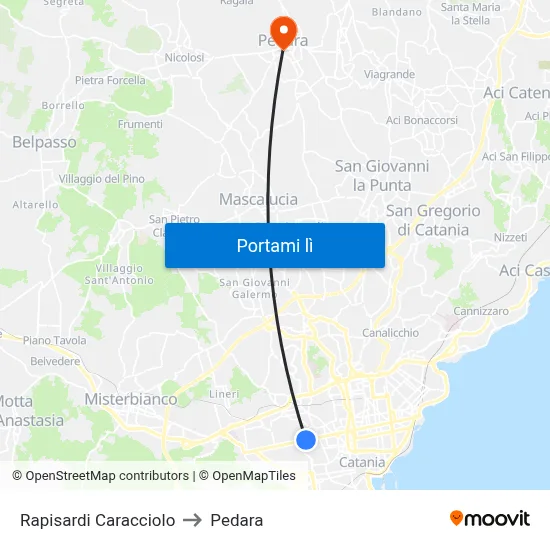Rapisardi Caracciolo to Pedara map