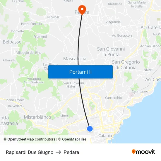 Rapisardi Due Giugno to Pedara map