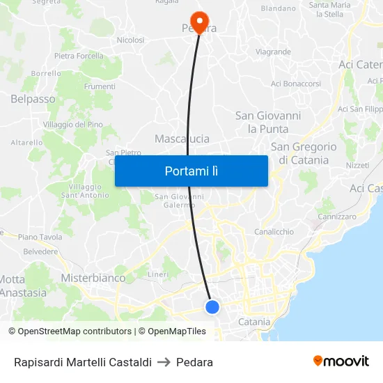 Rapisardi Martelli Castaldi to Pedara map