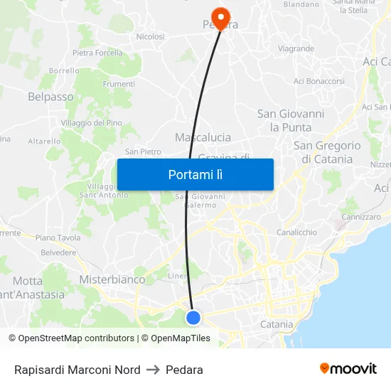 Rapisardi Marconi Nord to Pedara map