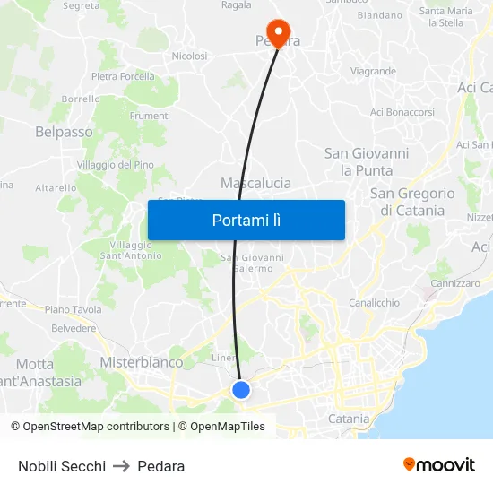 Nobili Secchi to Pedara map