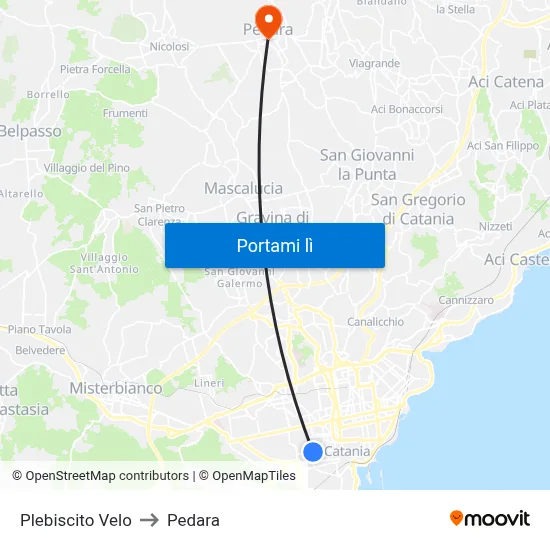 Plebiscito Velo to Pedara map