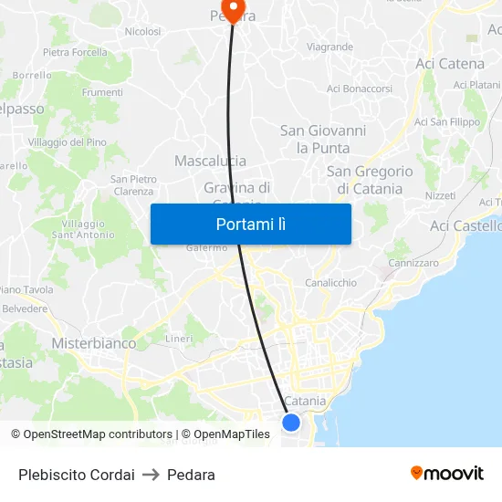 Plebiscito Cordai to Pedara map
