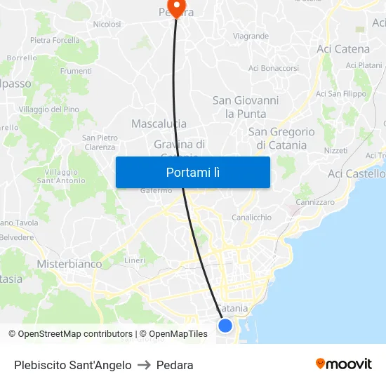 Plebiscito Sant'Angelo to Pedara map