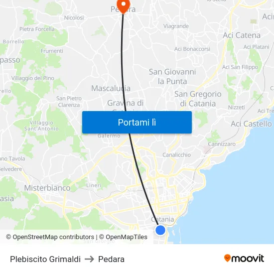 Plebiscito Grimaldi to Pedara map