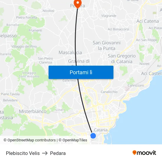 Plebiscito Velis to Pedara map