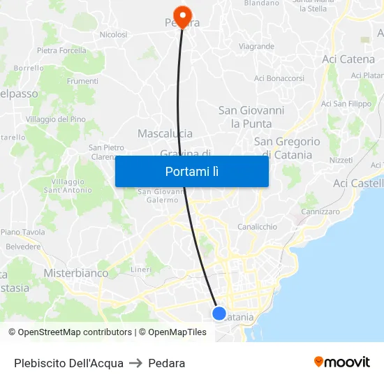 Plebiscito Dell'Acqua to Pedara map