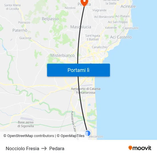 Nocciolo Fresia to Pedara map