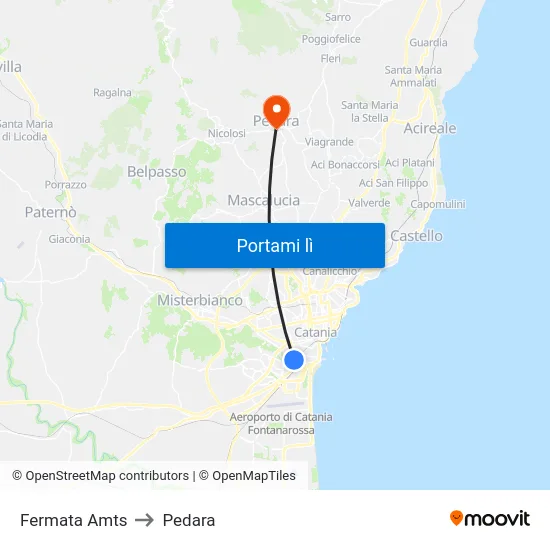 Fermata Amts to Pedara map