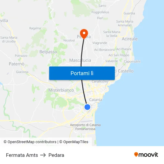 Fermata Amts to Pedara map
