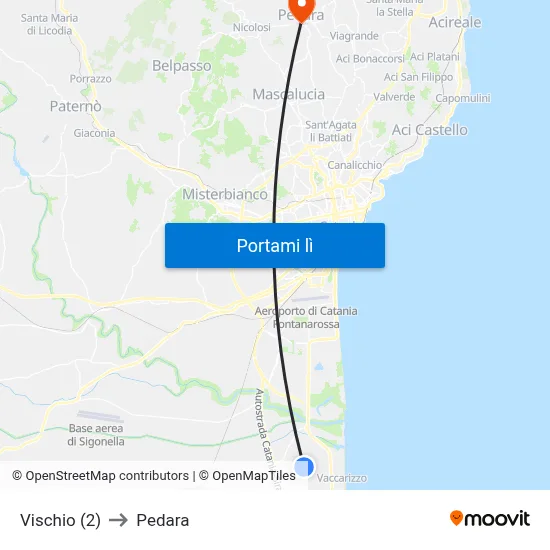 Vischio (2) to Pedara map
