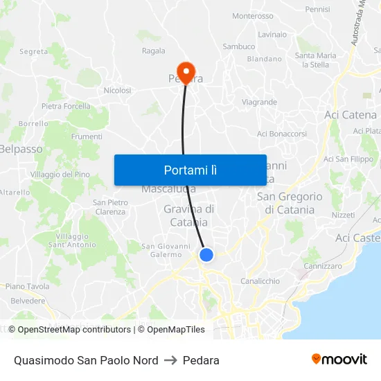 Quasimodo San Paolo Nord to Pedara map