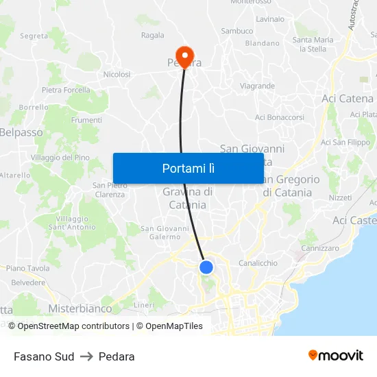 Fasano Sud to Pedara map