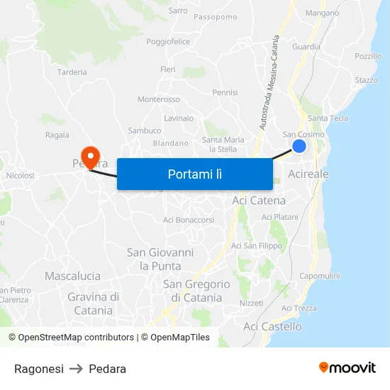 Ragonesi to Pedara map