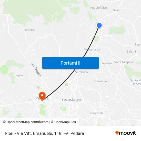 Fleri - Via Vitt. Emanuele, 118 to Pedara map