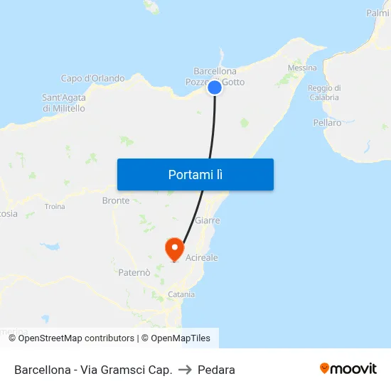 Barcellona - Via Gramsci Cap. to Pedara map