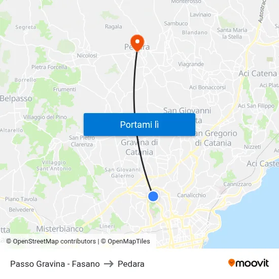 Passo Gravina - Fasano to Pedara map