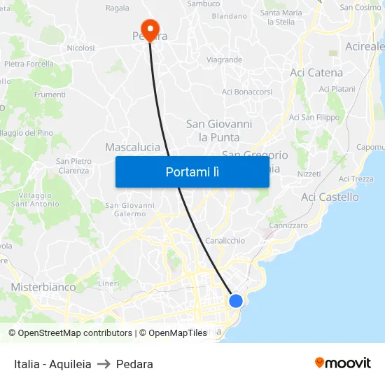 Italia - Aquileia to Pedara map